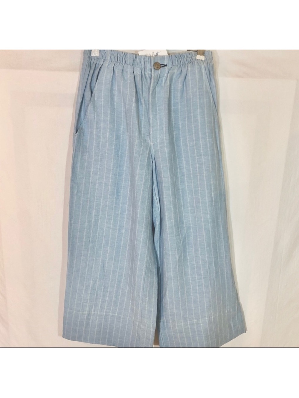 Mcguire Light Blue Pinstripe Linen Culottes